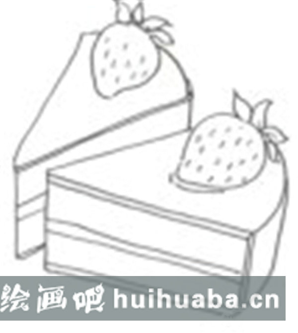 草莓蛋糕兒童畫圖片
