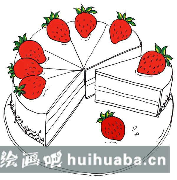草莓蛋糕兒童畫圖片
