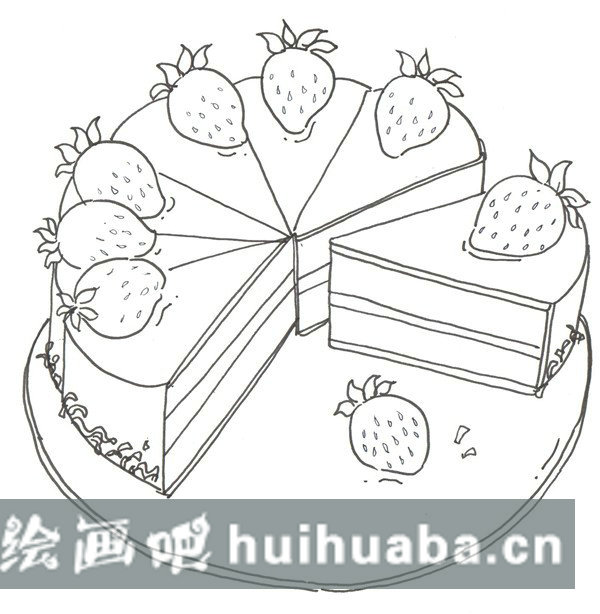草莓蛋糕兒童畫圖片