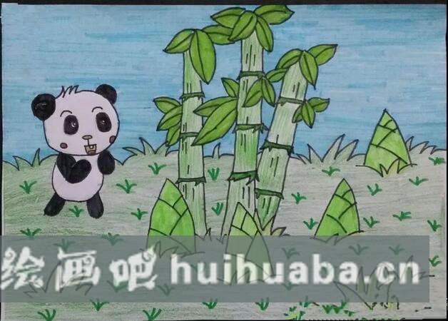 小熊貓兒童畫圖片