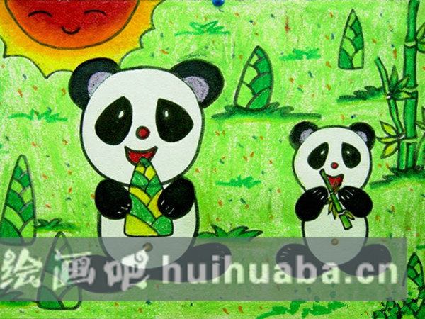 小熊貓兒童畫圖片
