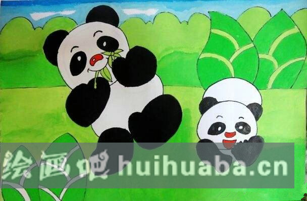 小熊貓兒童畫圖片