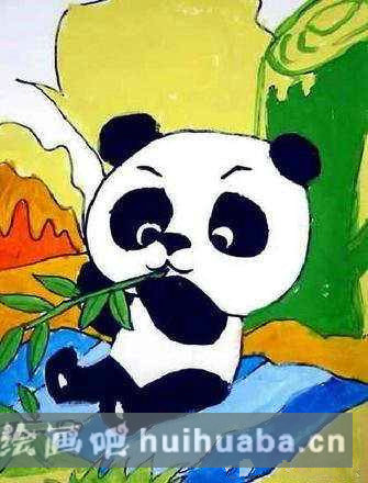 小熊貓兒童畫圖片