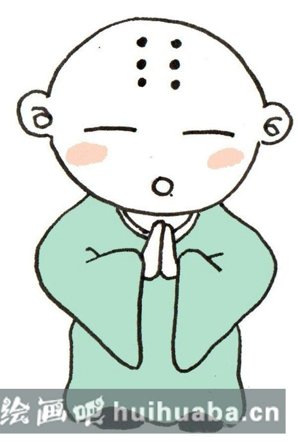 小和尚兒童畫步驟圖教程