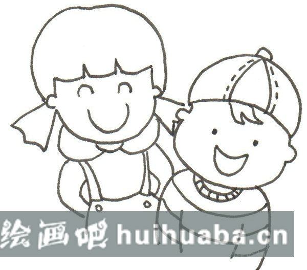 卡通男孩和女孩兒童畫圖片