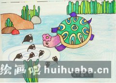 小蝌蚪找媽媽兒童蠟筆畫賞析