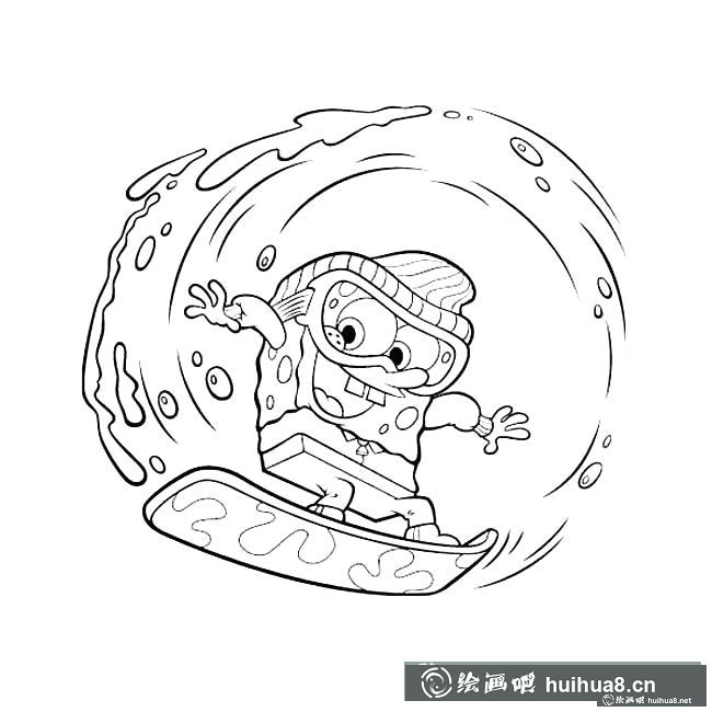 海棉寶寶沖浪卡通人物簡(jiǎn)筆畫(huà)步驟圖片大全