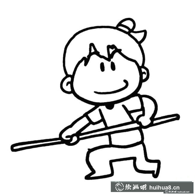 武棍的男孩人物簡筆畫步驟圖片大全