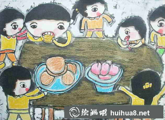 關(guān)于中秋吃月餅的兒童畫 中秋節(jié)兒童畫