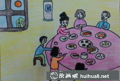 中秋團(tuán)圓飯親子繪童年