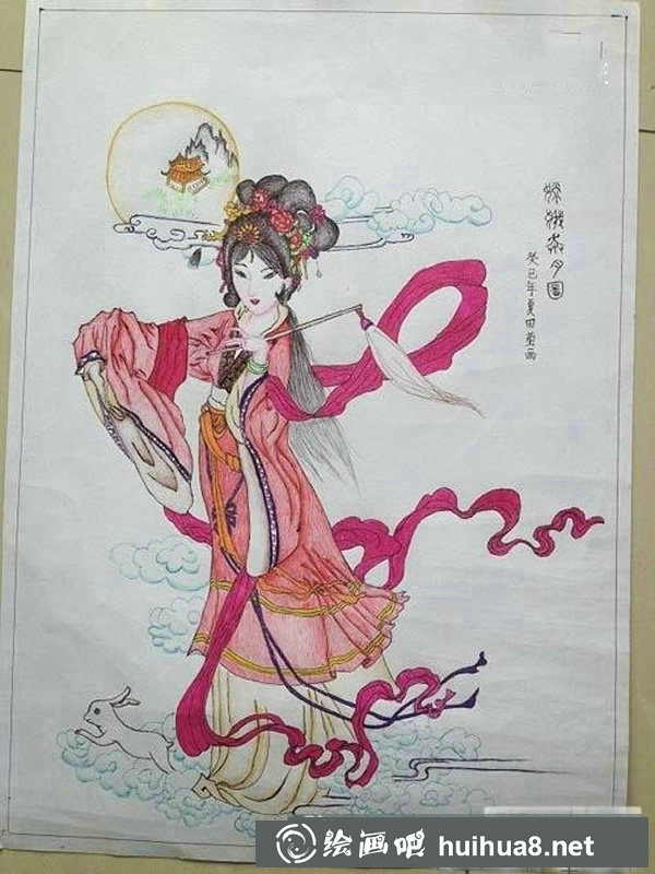 中秋嫦娥兒童畫 中秋節(jié)兒童畫教師范畫