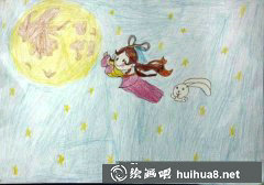 中秋嫦娥奔月畫(huà)作賞析