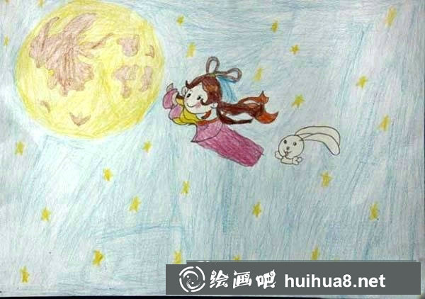 中秋節(jié)嫦娥奔月的畫(huà) 中秋節(jié)主題兒童畫(huà)作品