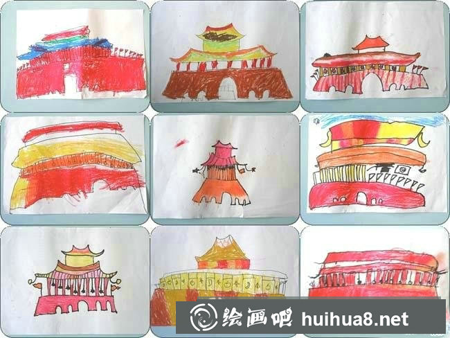 幼兒園天安門的兒童畫優(yōu)秀作品大全欣賞（9幅） 國慶兒童畫