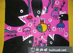 創(chuàng)意海底世界兒童畫作 小魚快跑奇幻之旅