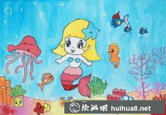 探索奇妙海底兒童畫美人魚