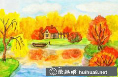 秋日兒童畫賞美景