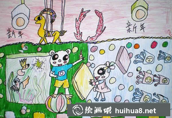 動物過春節(jié)的兒童畫 關于春節(jié)的兒童畫/水彩畫圖片