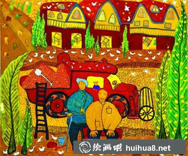 兒童畫(huà)過(guò)新年的圖畫(huà) 又是一個(gè)豐收年