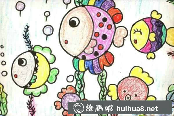 海底世界蠟筆兒童畫作品欣賞