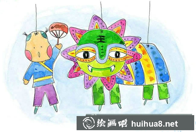 關(guān)于舞獅的畫圖兒童畫 以過年為主題舞獅的畫