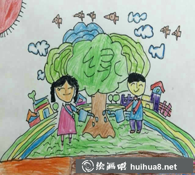 3.12植樹(shù)節(jié)的兒童畫(huà)優(yōu)秀作品 關(guān)于植樹(shù)節(jié)的簡(jiǎn)單的畫(huà)