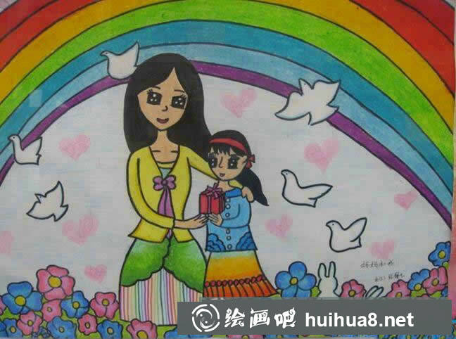 母親節(jié)為主題的兒童畫優(yōu)秀作品 - 我給媽媽送禮物