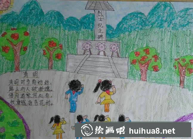 一年級關(guān)于清明節(jié)掃墓主題兒童畫 - 清明節(jié)祭祖掃墓踏青怎么畫