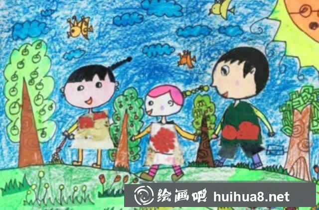 小學(xué)生清明節(jié)踏青郊游主題兒童畫 - 清明節(jié)踏青圖片怎么畫