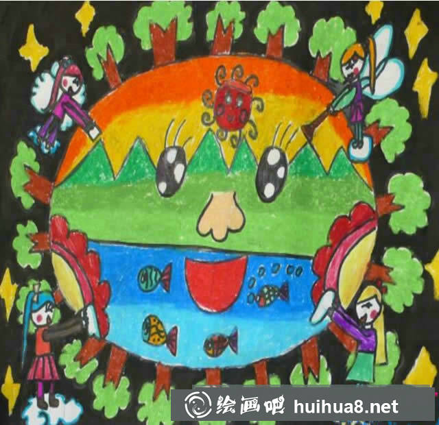 2018年世界地球日的主題兒童畫(huà)作品 - 保護(hù)地球