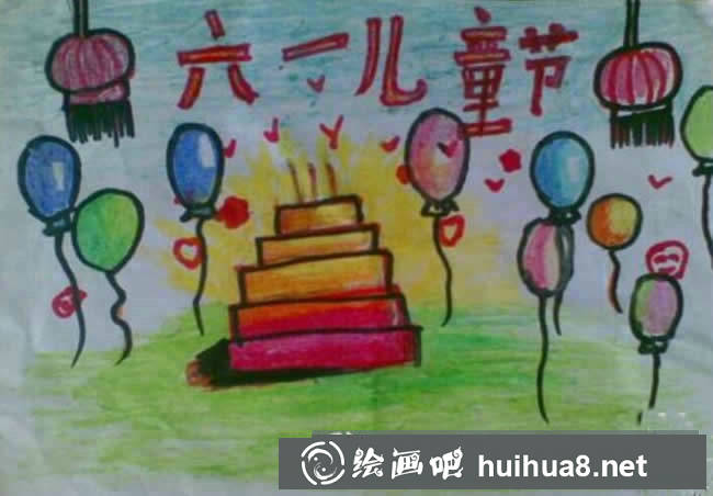 關(guān)于六一兒童節(jié)的畫 - 簡(jiǎn)單的六一兒童節(jié)主題蠟筆兒童畫