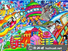 未來(lái)海底世界創(chuàng)意兒童畫 海底城市奇幻之旅
