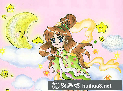 中秋節(jié)嫦娥奔月兒童畫