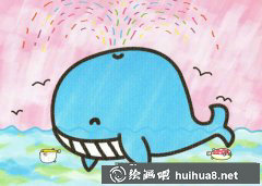 兒童畫作噴水鯨魚瞬間