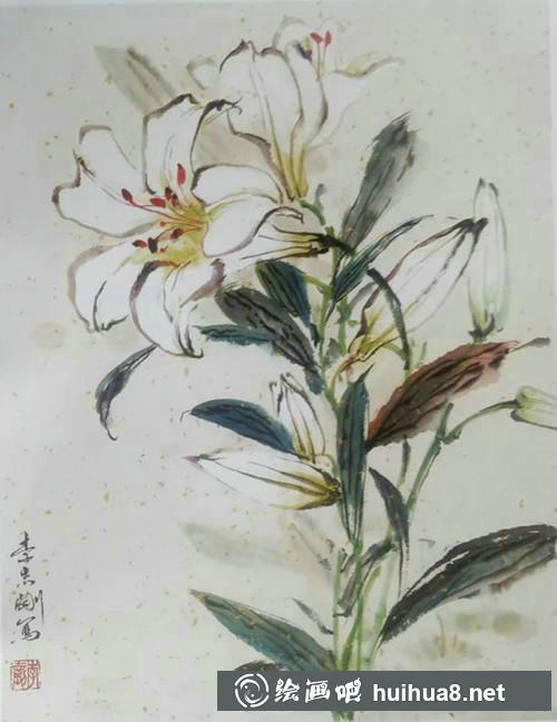 百合花畫葉筋
