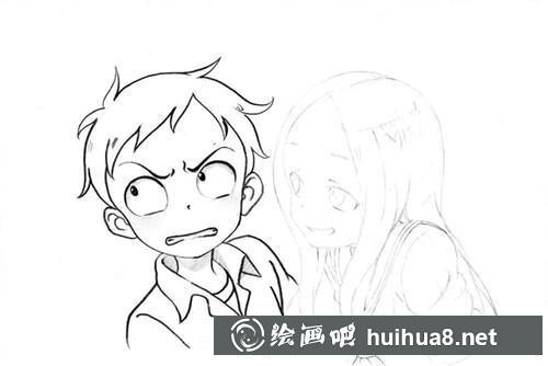 描邊小男孩五官