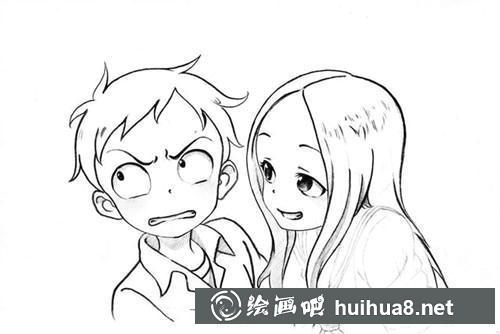 描邊小女孩五官