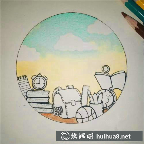 彩鉛畫地面繪制步驟