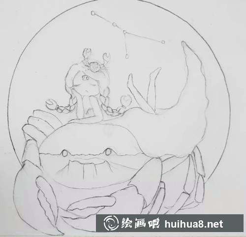 巨蟹座繪畫步驟1