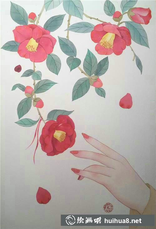 杜鵑花畫法步驟10