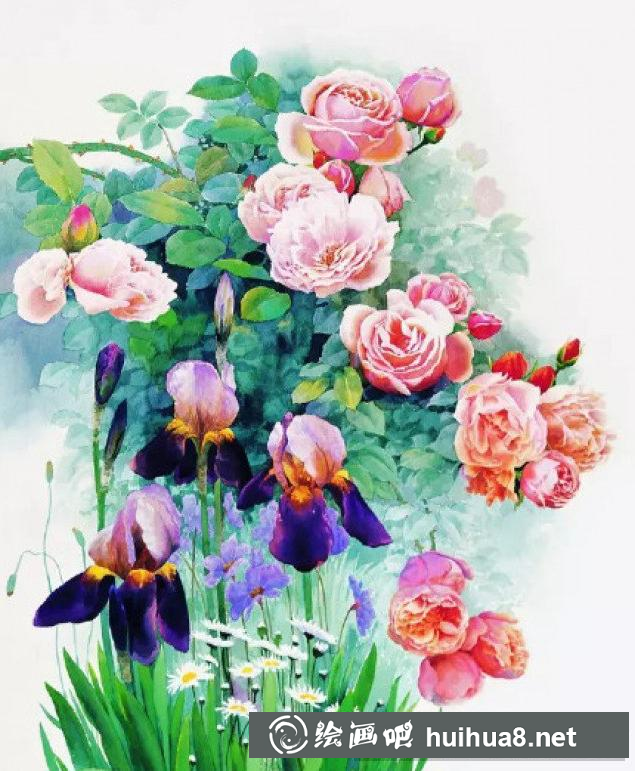 月季花水彩畫(huà)1