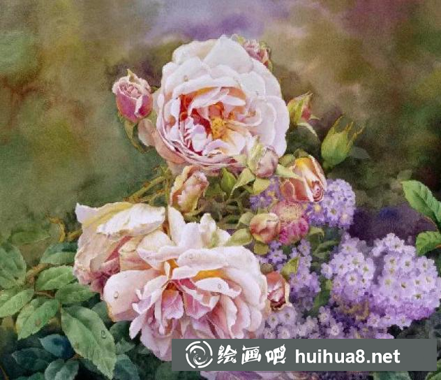 月季花水彩畫(huà)3