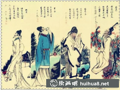 四屏山水花鳥國畫鑒賞