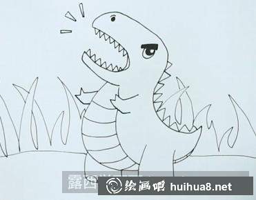 小恐龍肚子紋理和草地