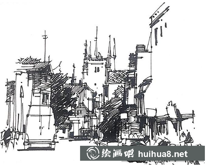 建筑鋼筆畫1
