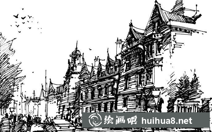 建筑鋼筆畫2