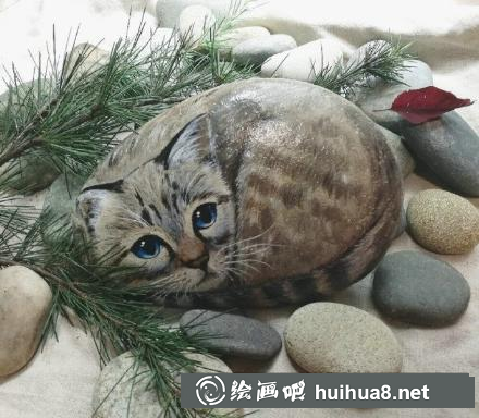 小狗石頭畫