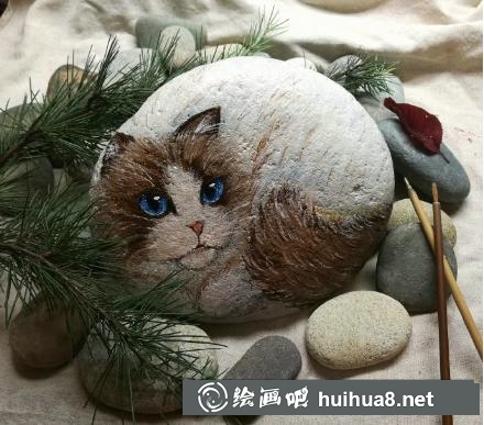小鴨子石頭畫