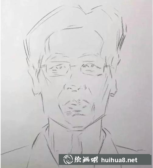 中年男子素描步驟1