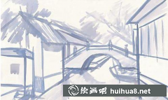 小橋流水水粉畫教程分享